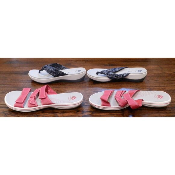 Clarks Cloudsteppers Cushioned Flip Flops Sandals Shoes 7 1/2 Lot of 2 NWOT - Picture 3 of 4